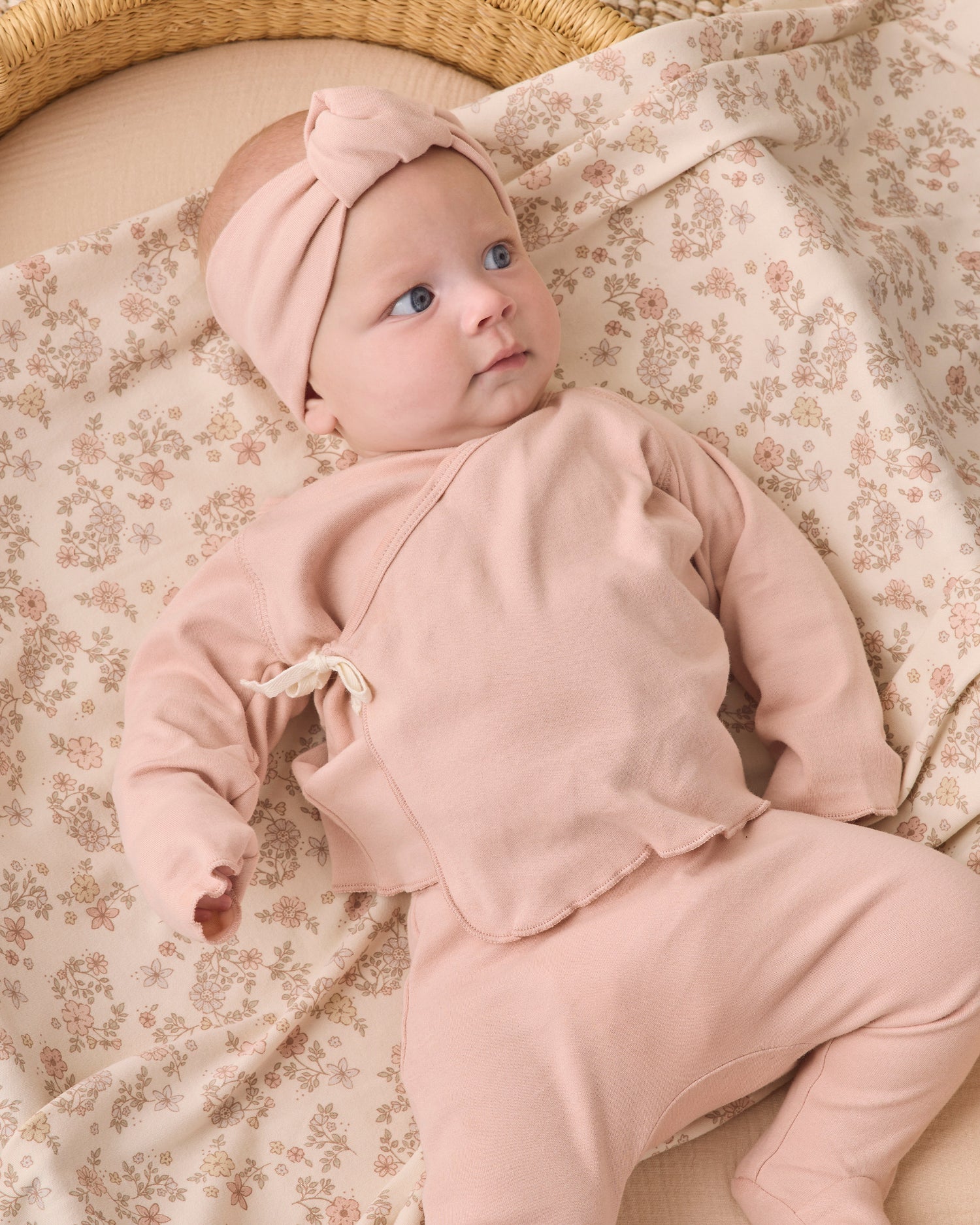 Quincy Mae Wrap Top + Footed Pant Set - Dusty Rose