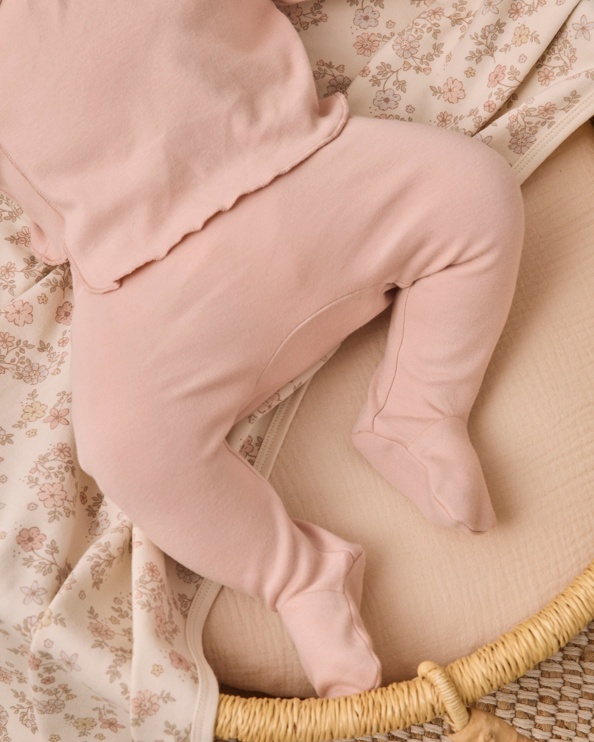 Quincy Mae Wrap Top + Footed Pant Set - Dusty Rose