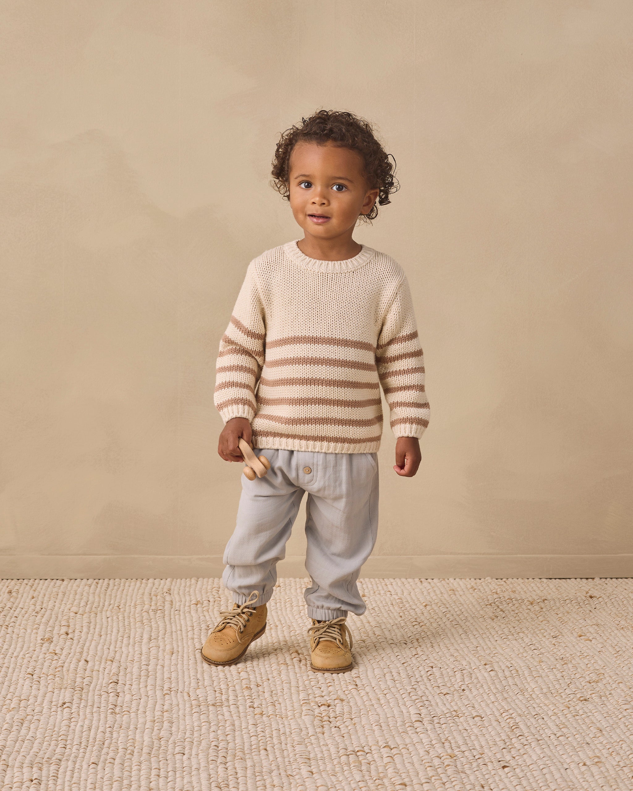 Quincy Mae Rex Sweater - Almond Stripe