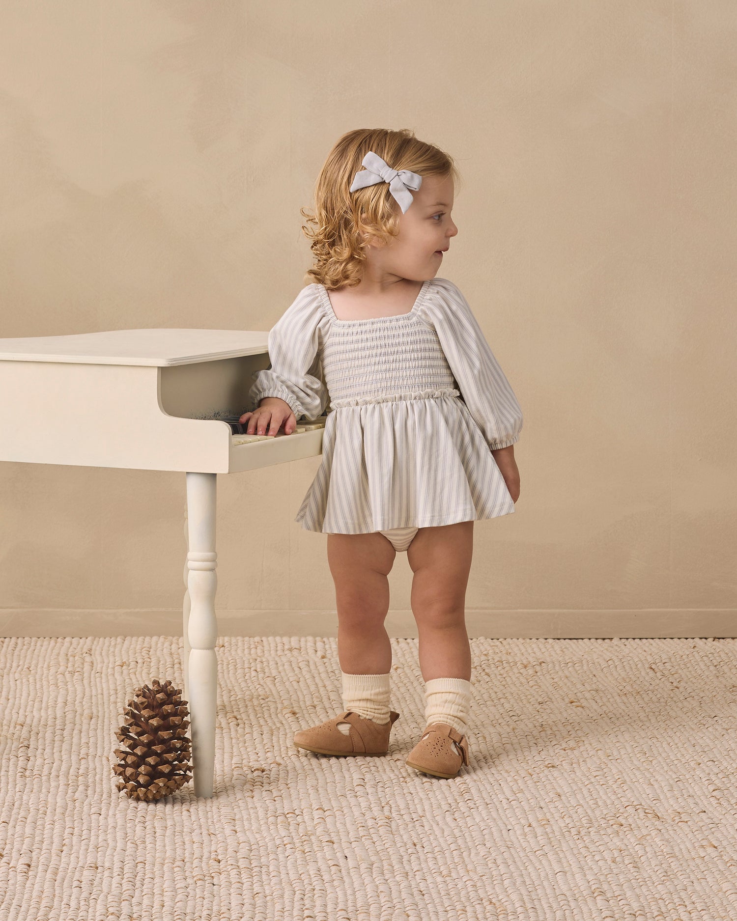 Quincy Mae Lainey Romper - Cloud Stripe