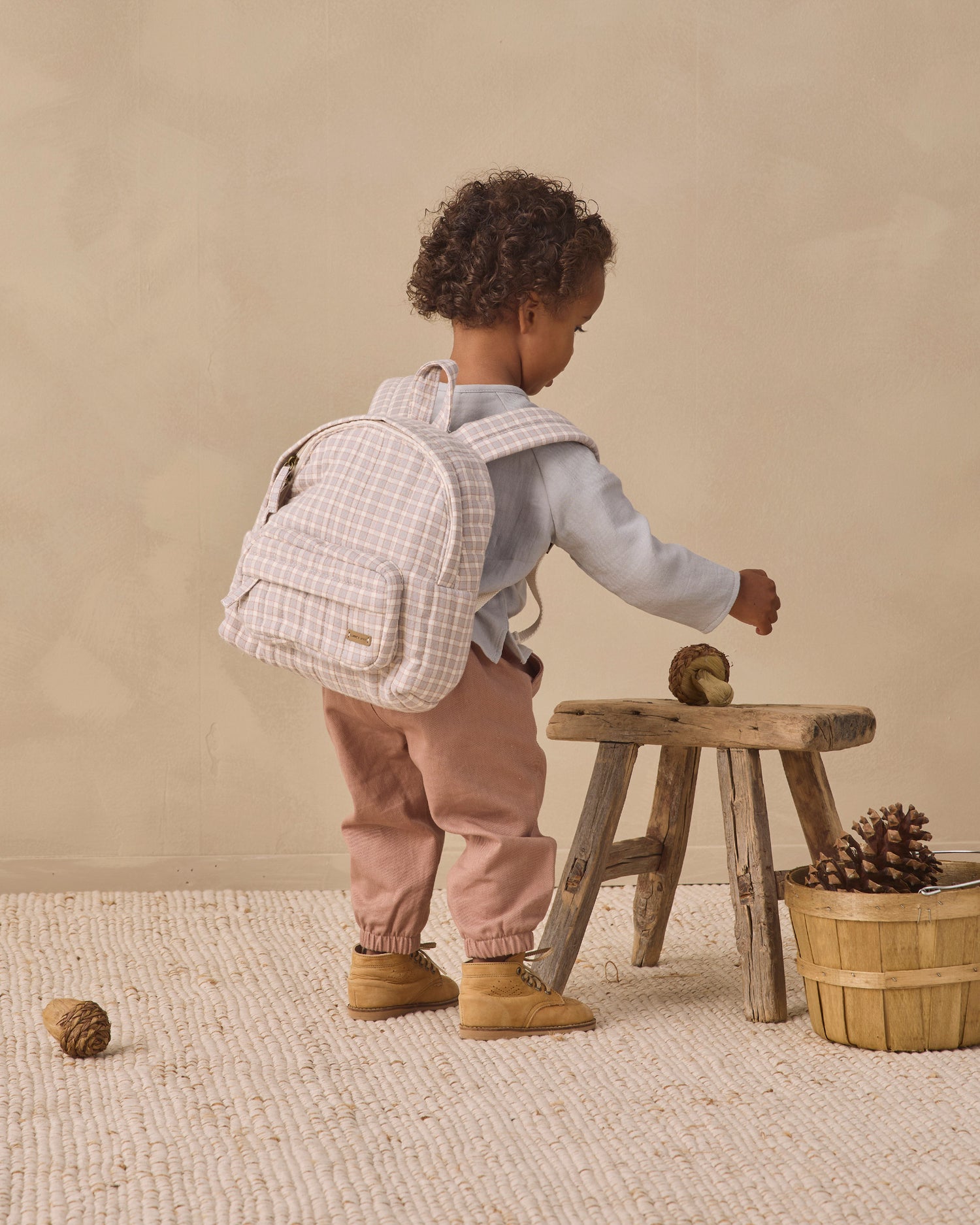 Quincy Mae Mini Backpack - Blue Gingham