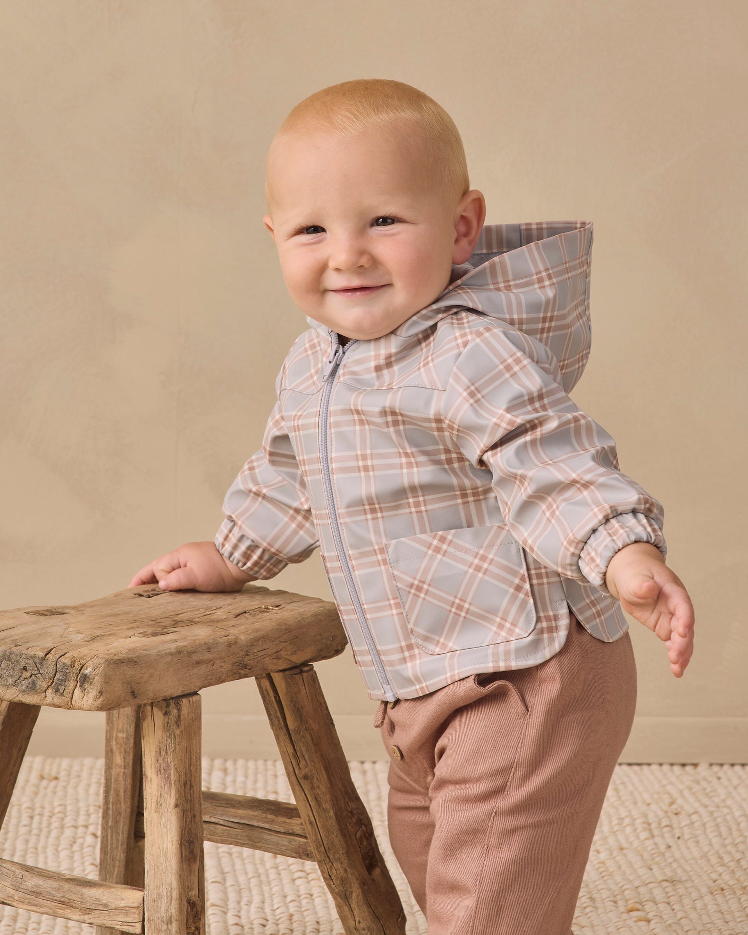 Quincy Mae Rain Coat - Blue Plaid