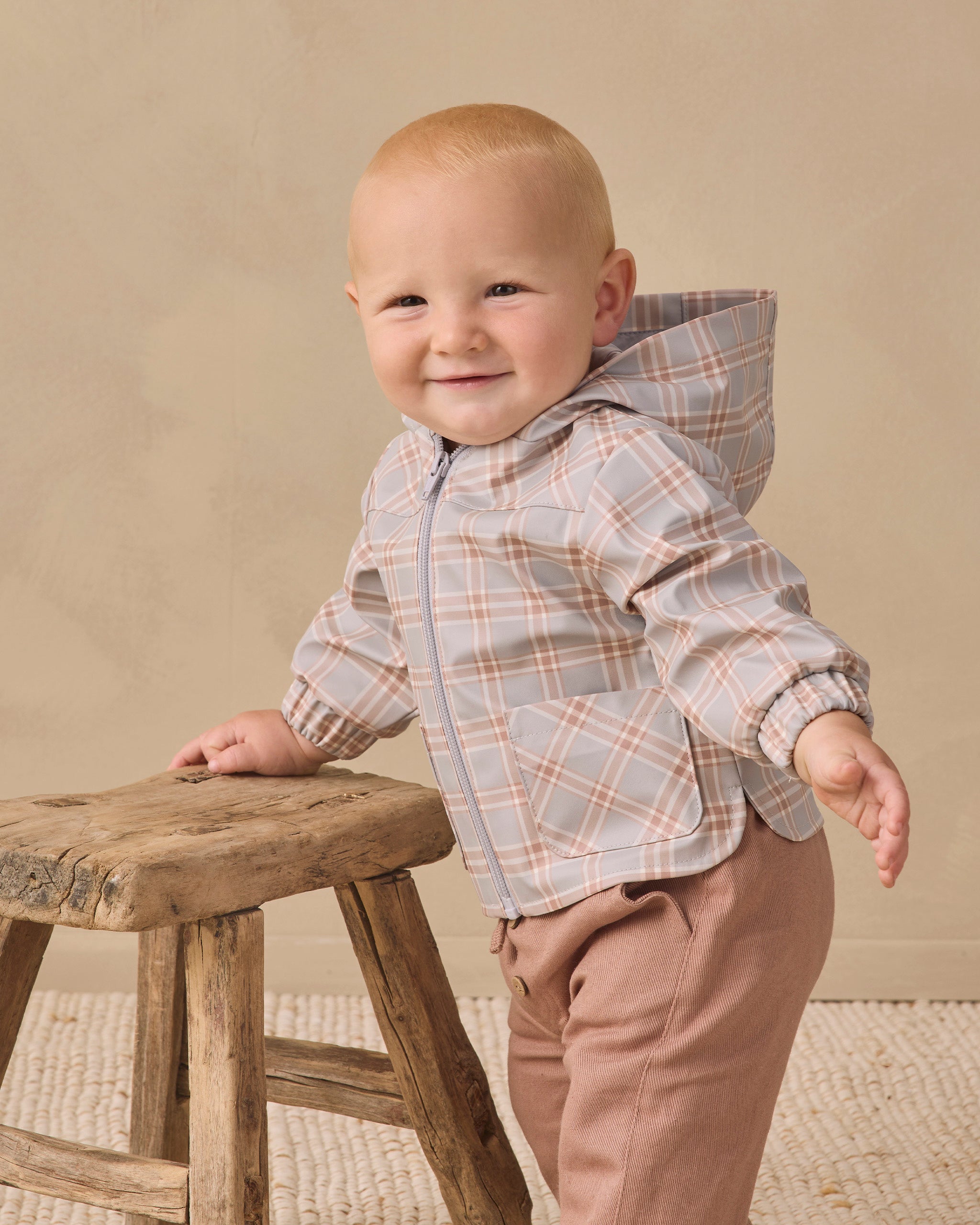 Quincy Mae Rain Coat - Blue Plaid