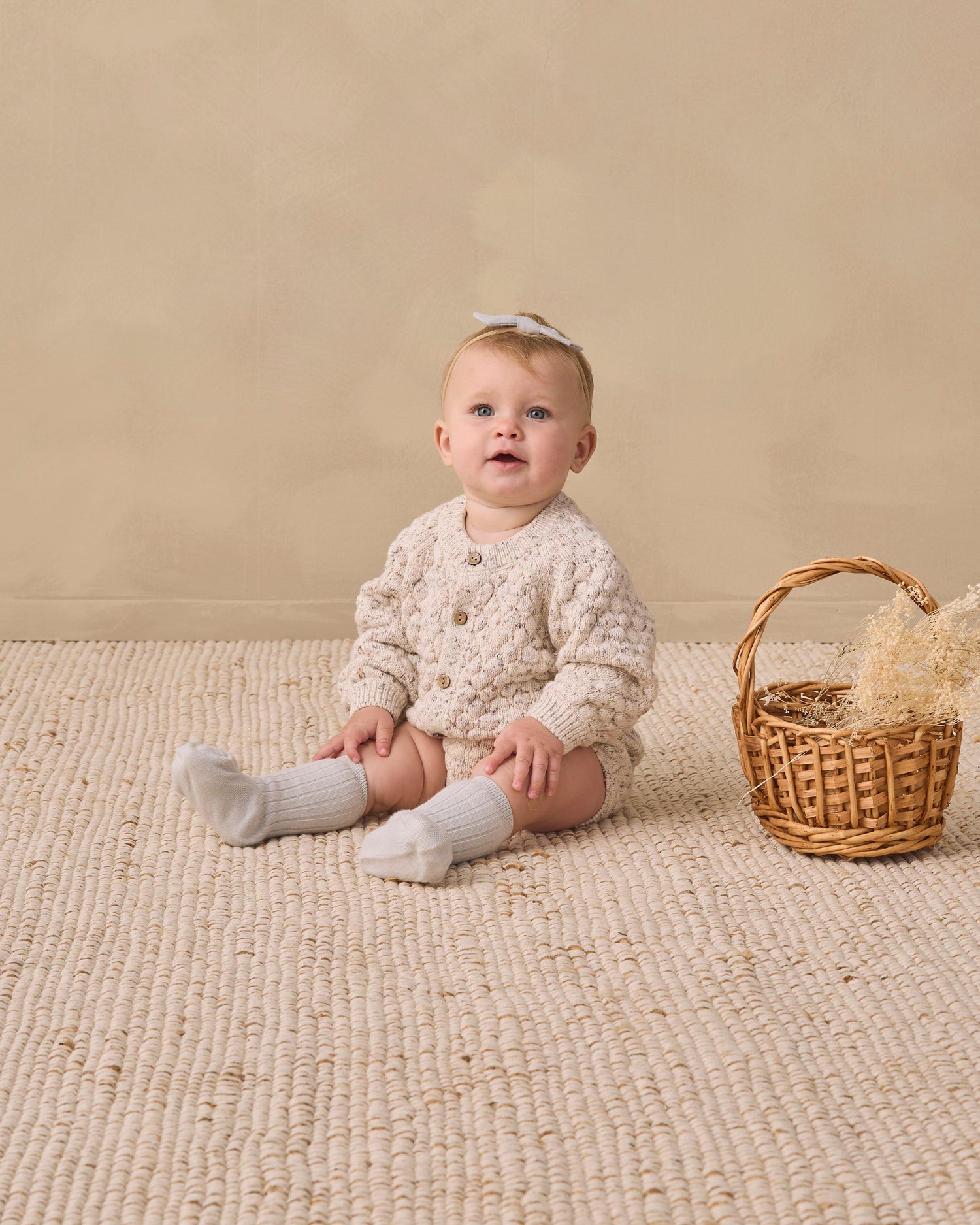 Quincy Mae Bubble Knit Cardigan - Natural Confetti
