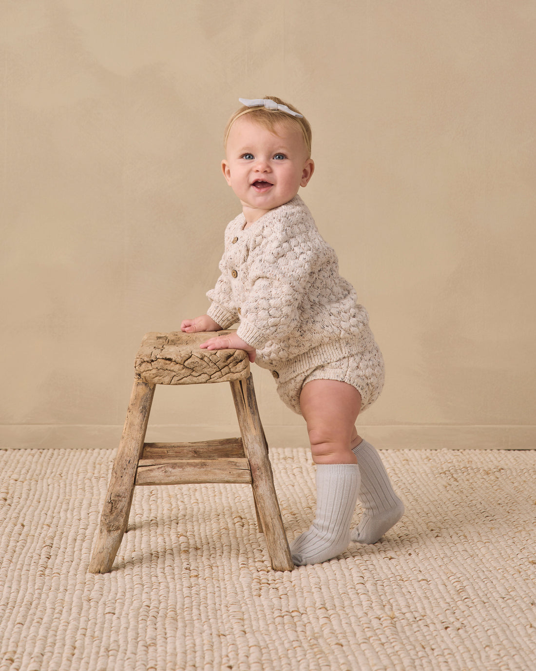 Quincy Mae Bubble Knit Cardigan - Natural Confetti