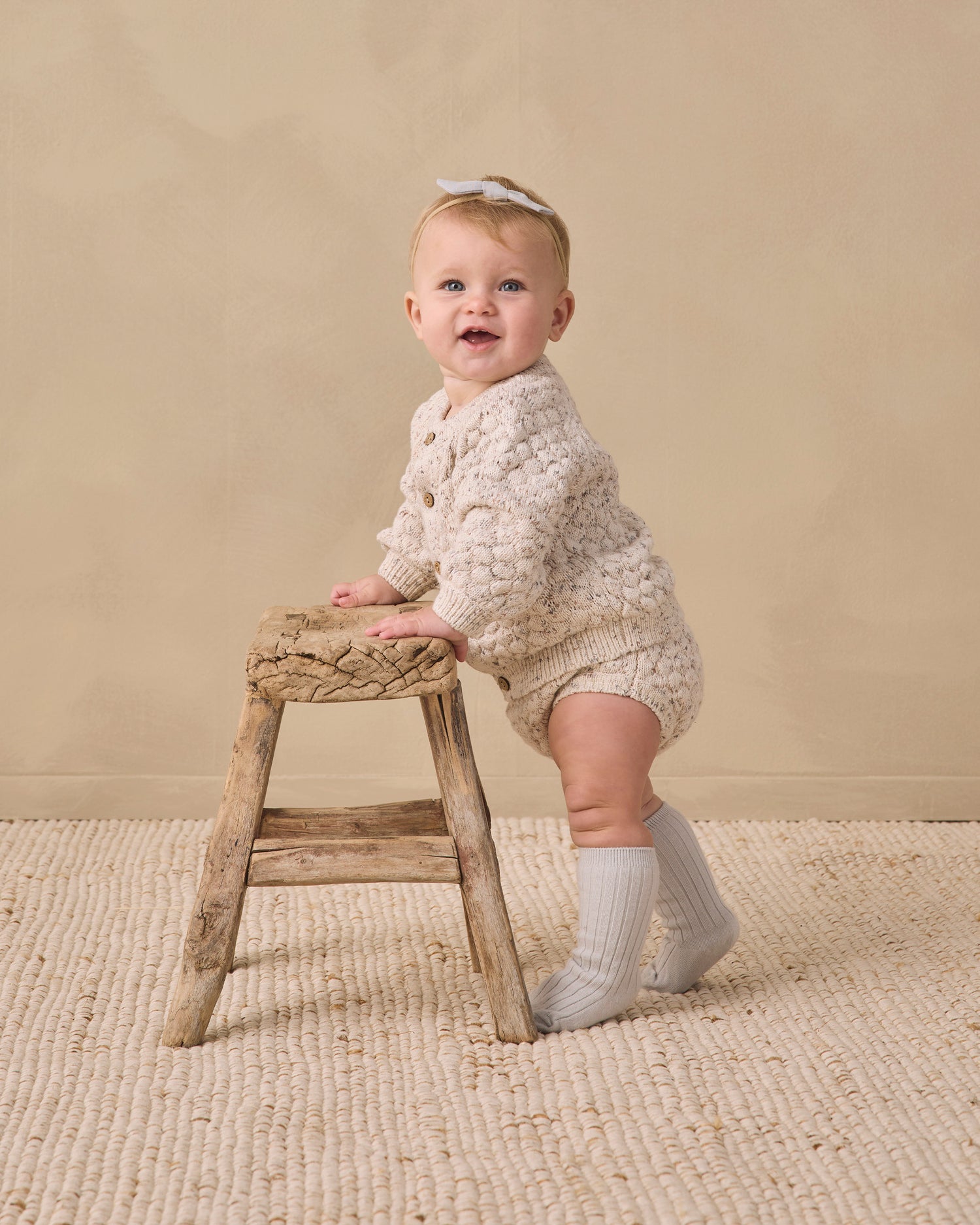 Quincy Mae Bubble Knit Cardigan - Natural Confetti