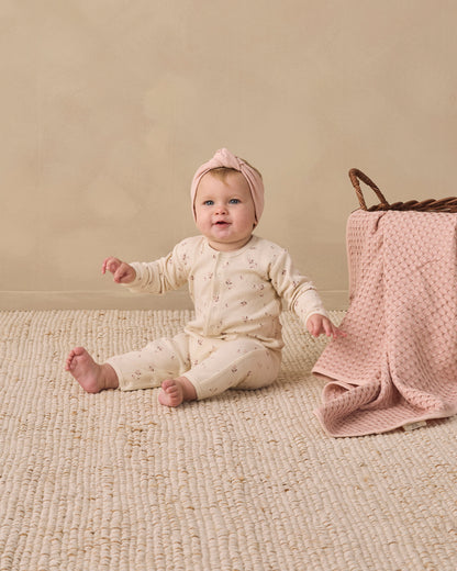 Quincy Mae Ribbed Baby Jumpsuit - Fall Ditsy