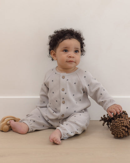 Quincy Mae Waffle Long Sleeve Jumpsuit - Stars