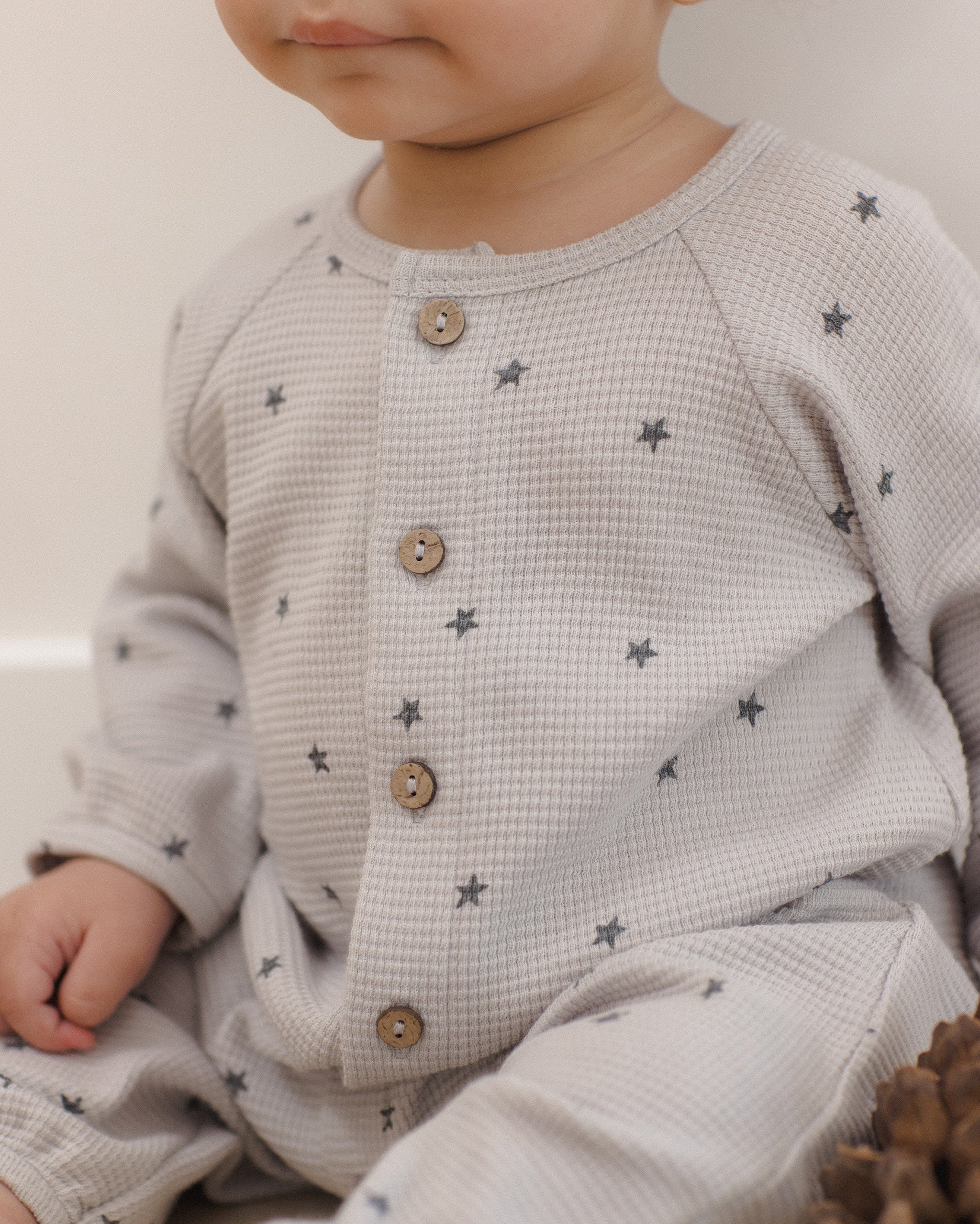 Quincy Mae Waffle Long Sleeve Jumpsuit - Stars