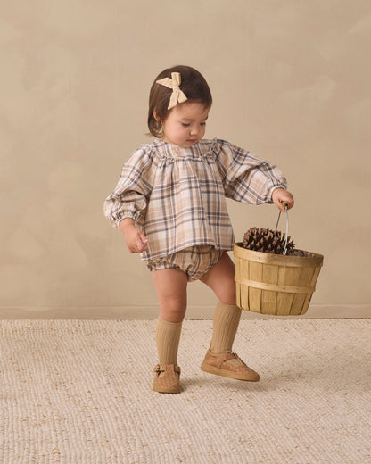 Quincy Mae Mia Top + Bloomer Set - Fall Plaid