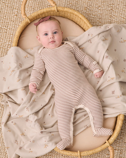 Quincy Mae Baby Footie - Cocoa Microstripe