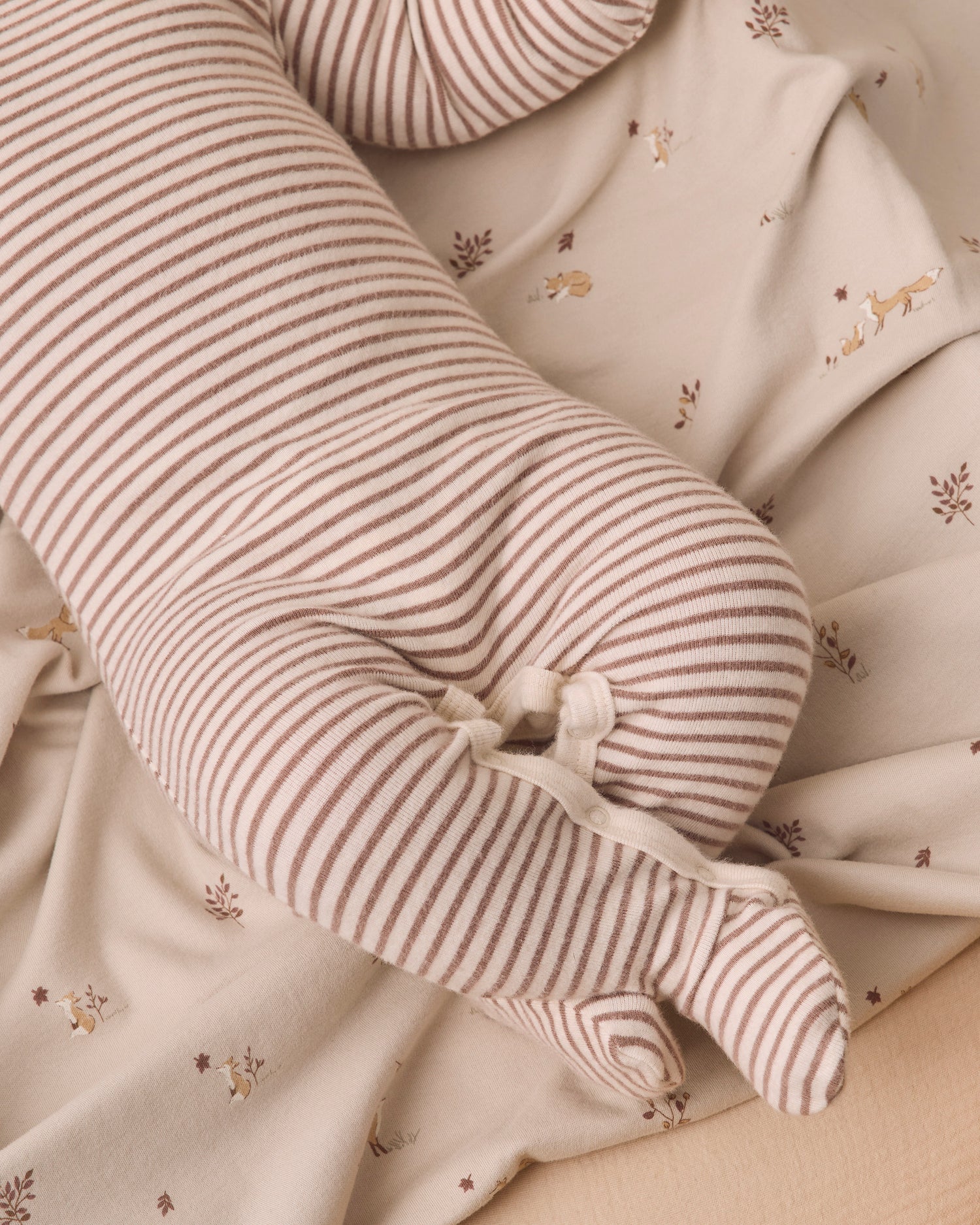 Quincy Mae Baby Footie - Cocoa Microstripe