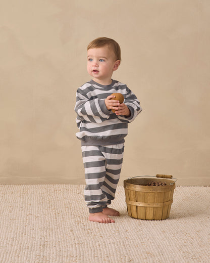 Quincy Mae Oversized Sweatpant - Midnight Stripe