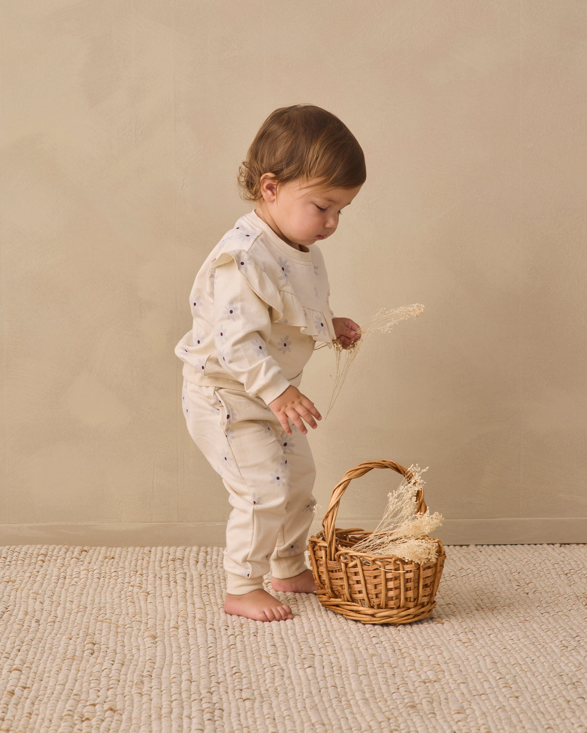 Quincy Mae Ruffle Fleece Sweatshirt - Blue Daisy