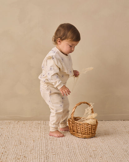 Quincy Mae Ruffle Fleece Sweatshirt - Blue Daisy