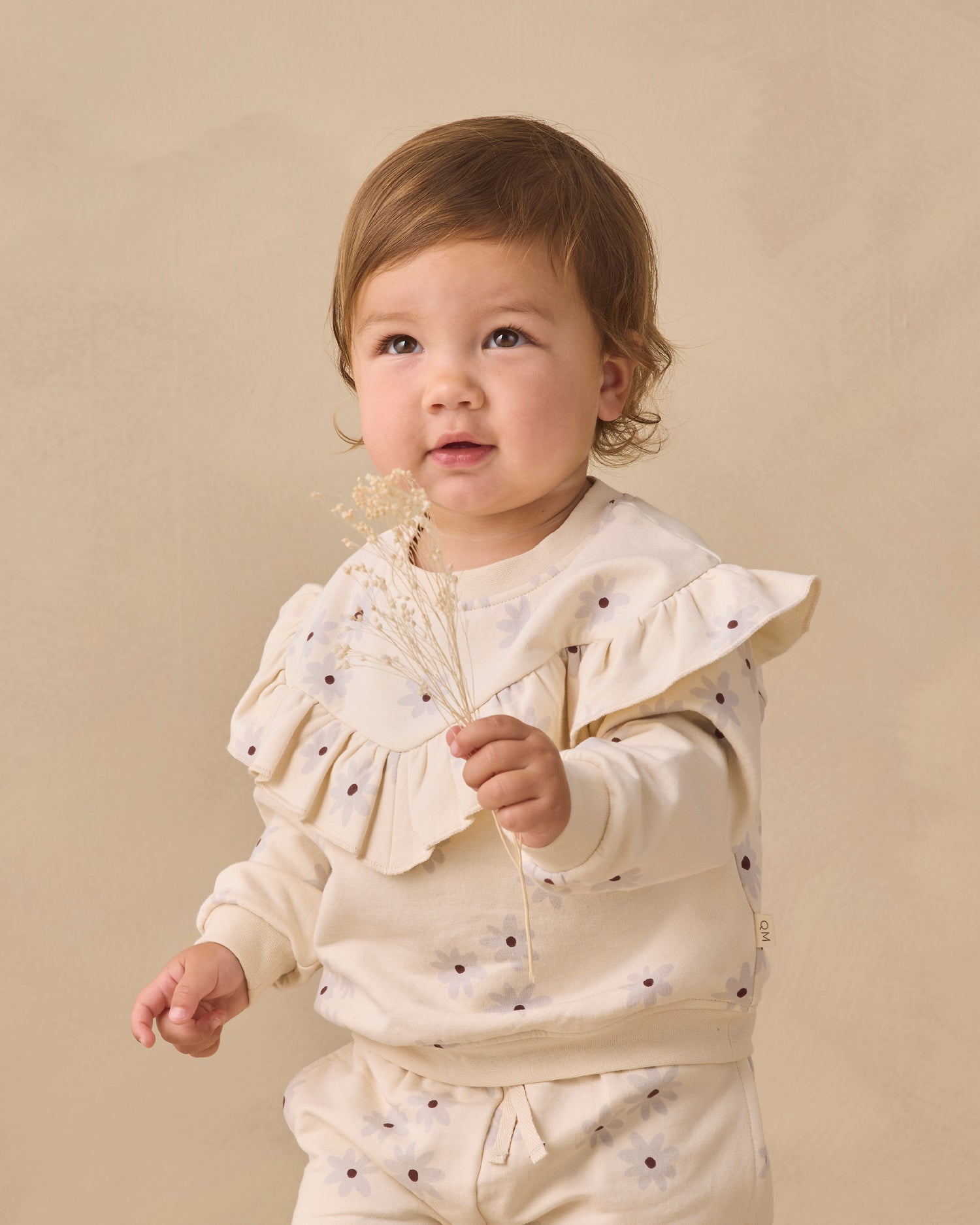 Quincy Mae Ruffle Fleece Sweatshirt - Blue Daisy