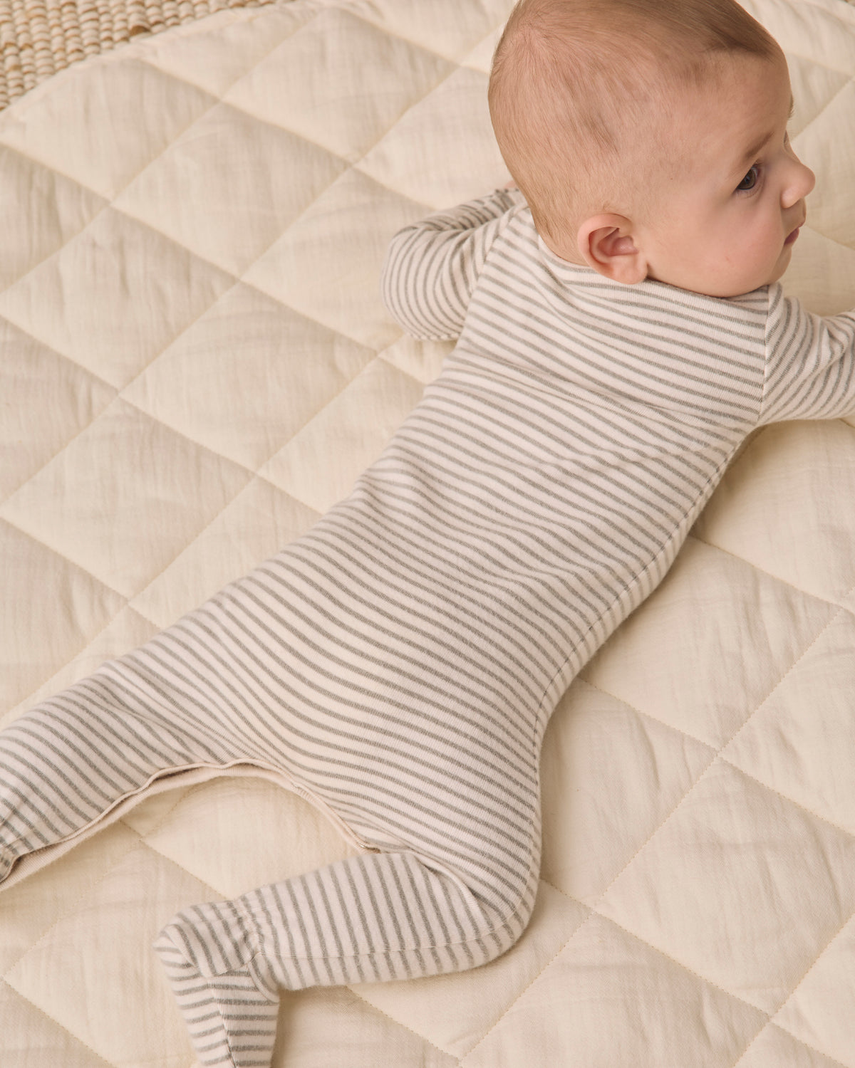 Quincy Mae Baby Footie - Laurel Microstripe