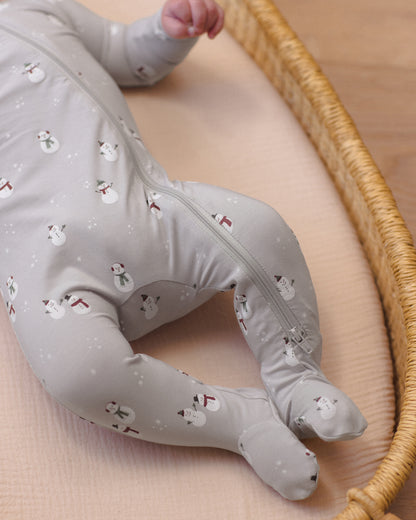 Quincy Mae Bamboo Zip Footie - Snowman