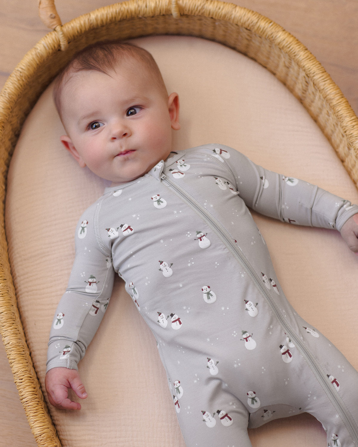 Quincy Mae Bamboo Zip Footie - Snowman
