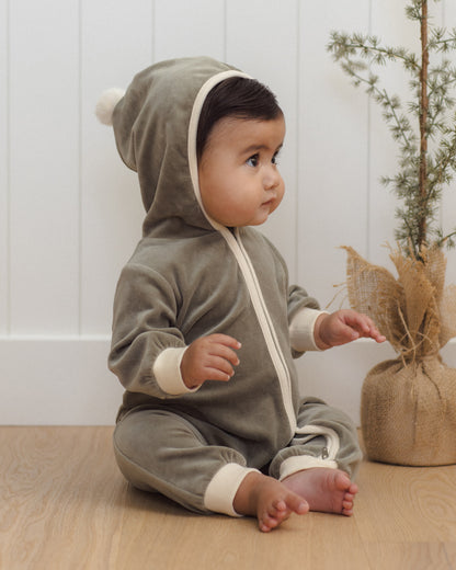 Quincy Mae Velour Zip Jumpsuit - Spruce