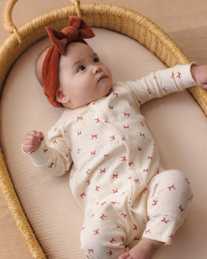 Quincy Mae Velour Bow Headband - Redwood