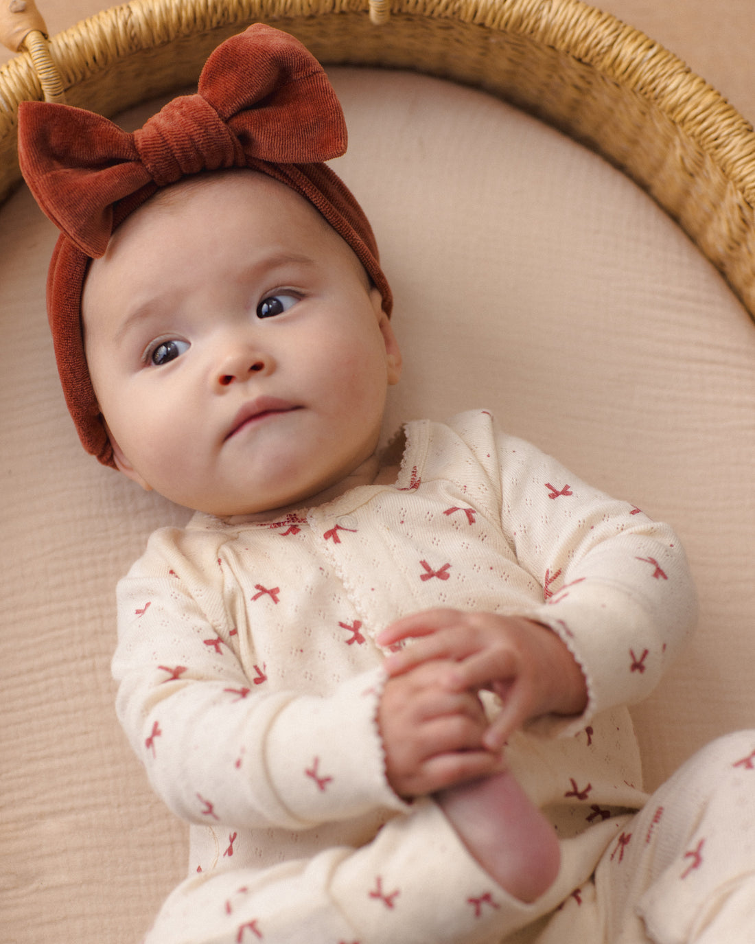 Quincy Mae Velour Bow Headband - Redwood