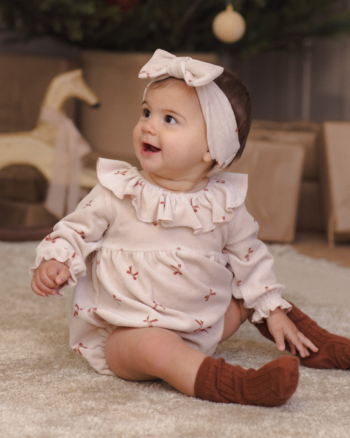 Quincy Mae Velour Bow Headband - Red Bows