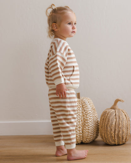 Quincy Mae Waffle Slouch Set - Spice Stripe
