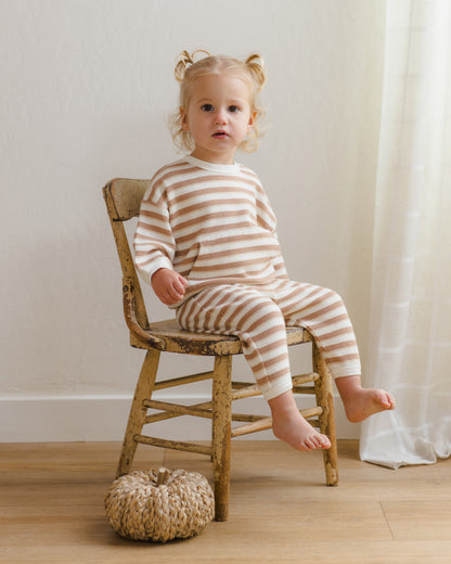 Quincy Mae Waffle Slouch Set - Spice Stripe