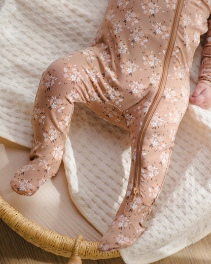 Quincy Mae Bamboo Zip Footie - Fall Floral