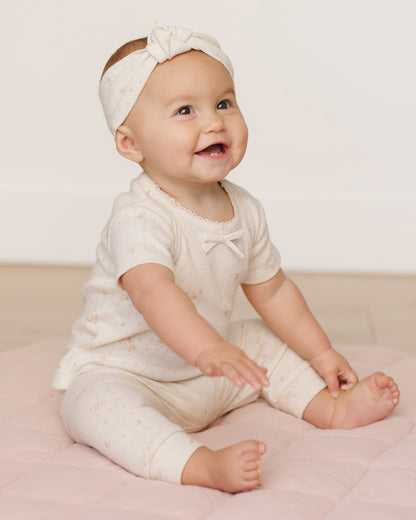 Quincy Mae Pointelle Tee + Legging - Pink Ditsy