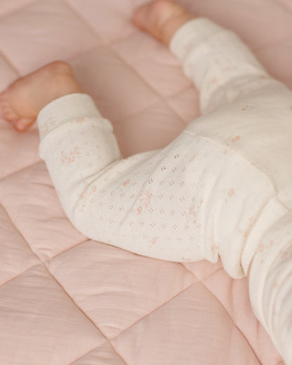 Quincy Mae Pointelle Tee + Legging - Pink Ditsy