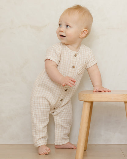 Quincy Mae Charlie Jumpsuit - Oat Check