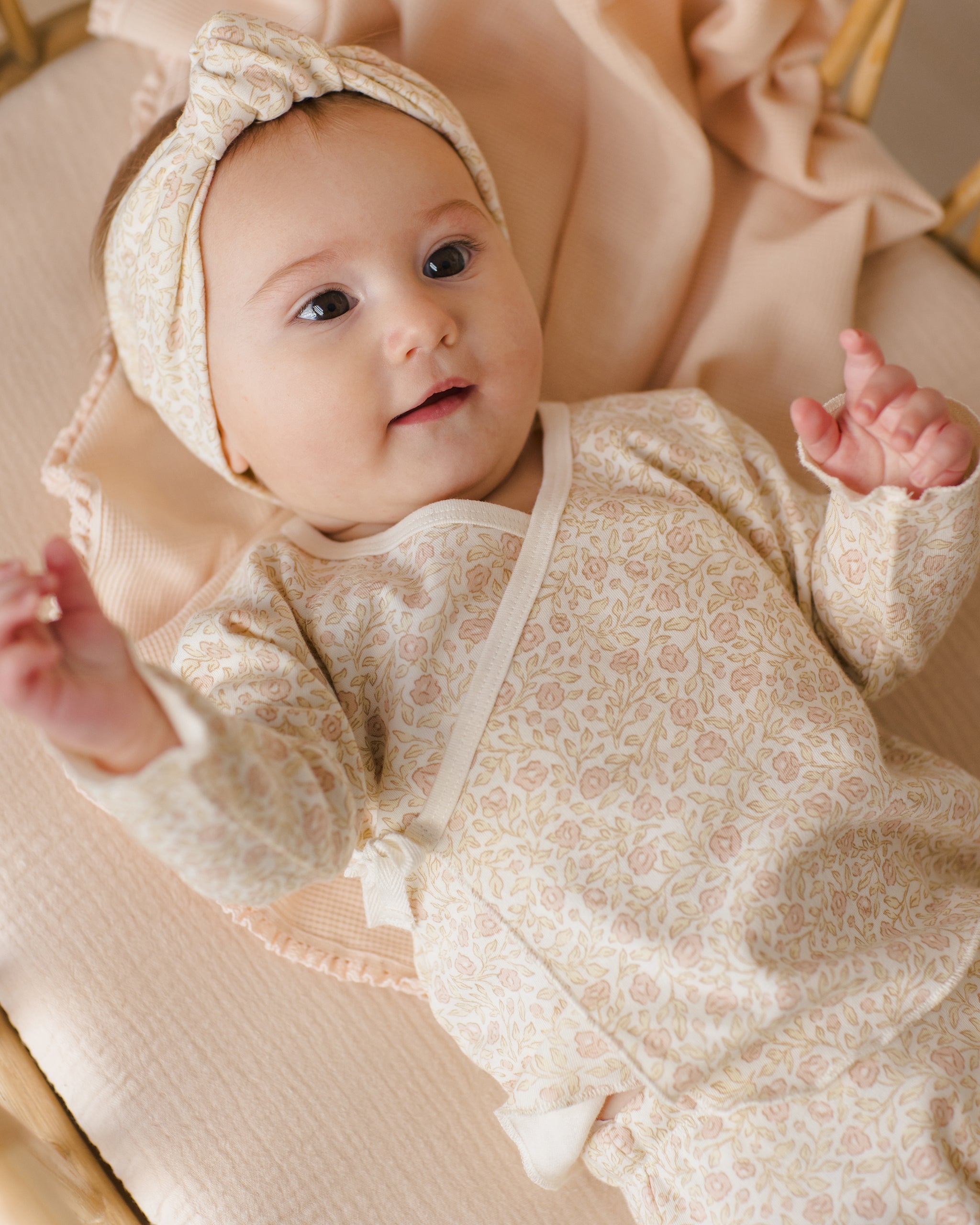 Quincy Mae Wrap Top + Footed Pant Set - Primrose