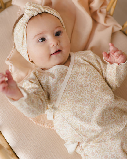 Quincy Mae Wrap Top + Footed Pant Set - Primrose