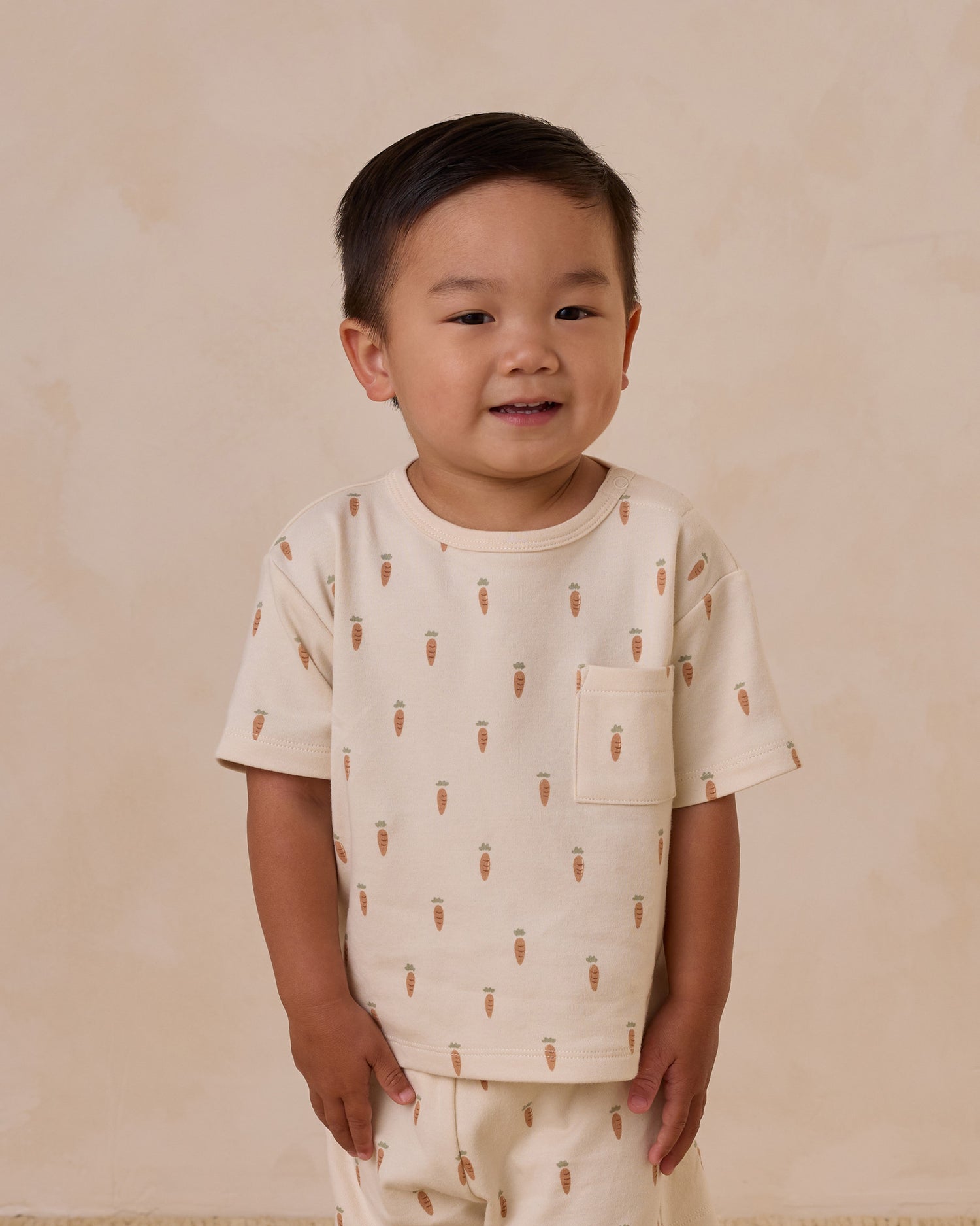 Quincy Mae Boxy Pocket Tee + Short Set - Carrots