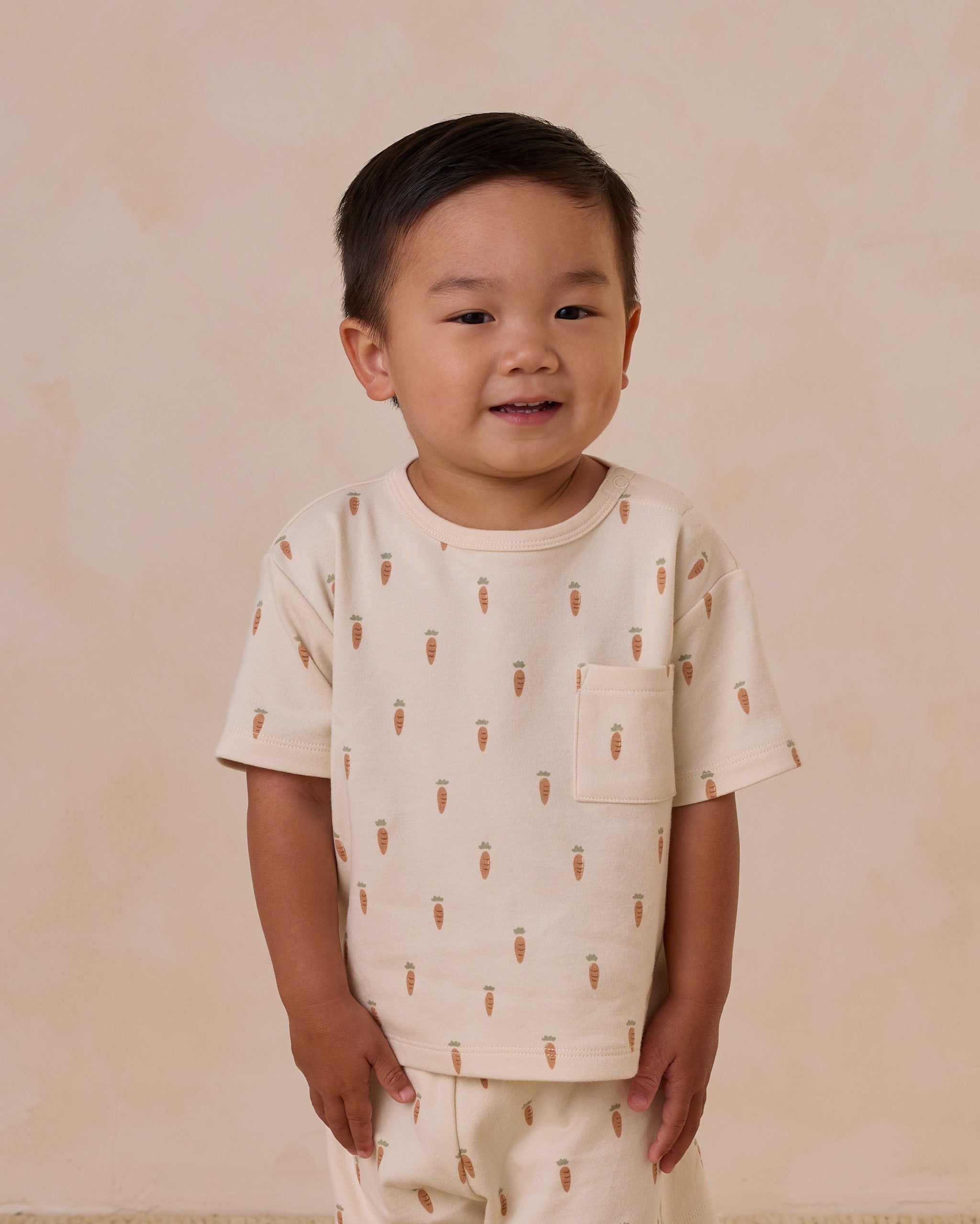 Quincy Mae Boxy Pocket Tee + Short Set - Carrots