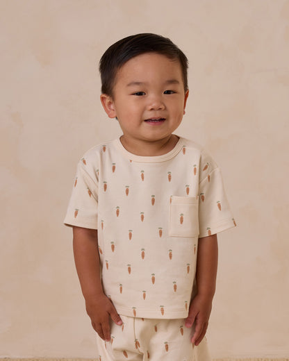 Quincy Mae Boxy Pocket Tee + Short Set - Carrots