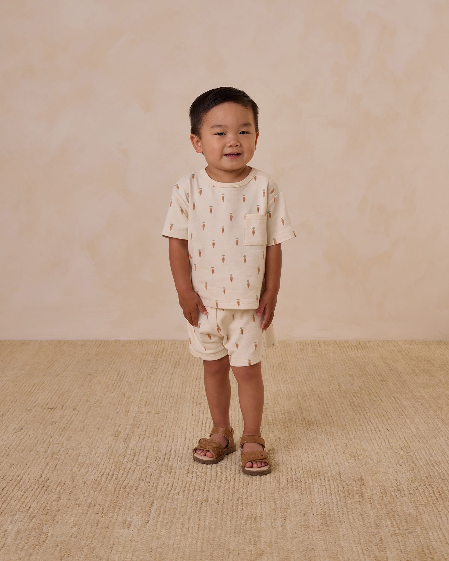 Quincy Mae Boxy Pocket Tee + Short Set - Carrots