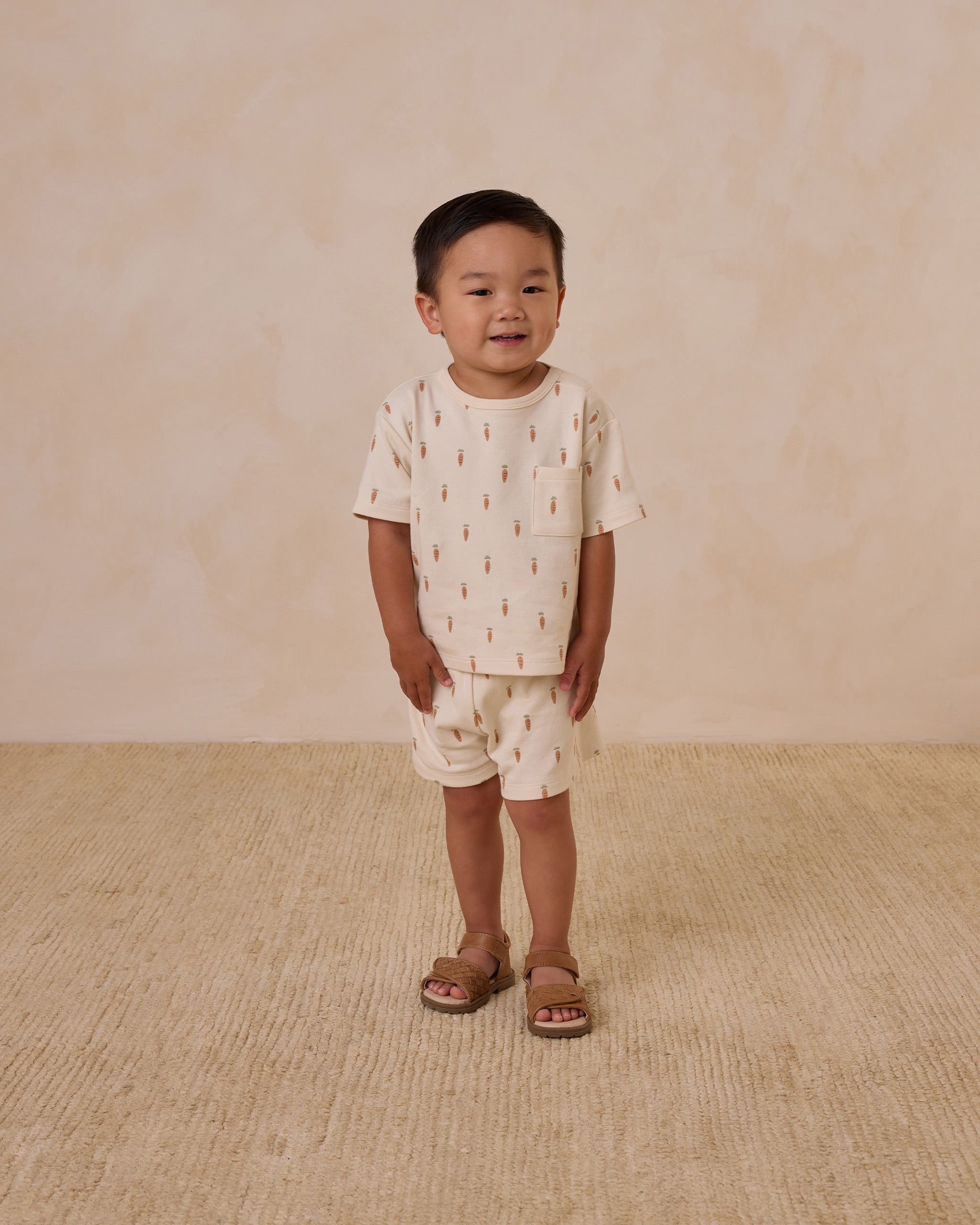 Quincy Mae Boxy Pocket Tee + Short Set - Carrots