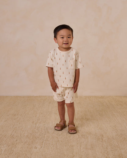 Quincy Mae Boxy Pocket Tee + Short Set - Carrots