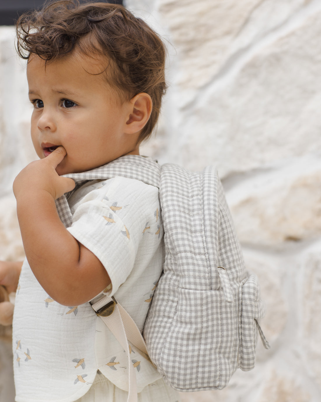 Quincy Mae Mini Backpack - Sage Stripe