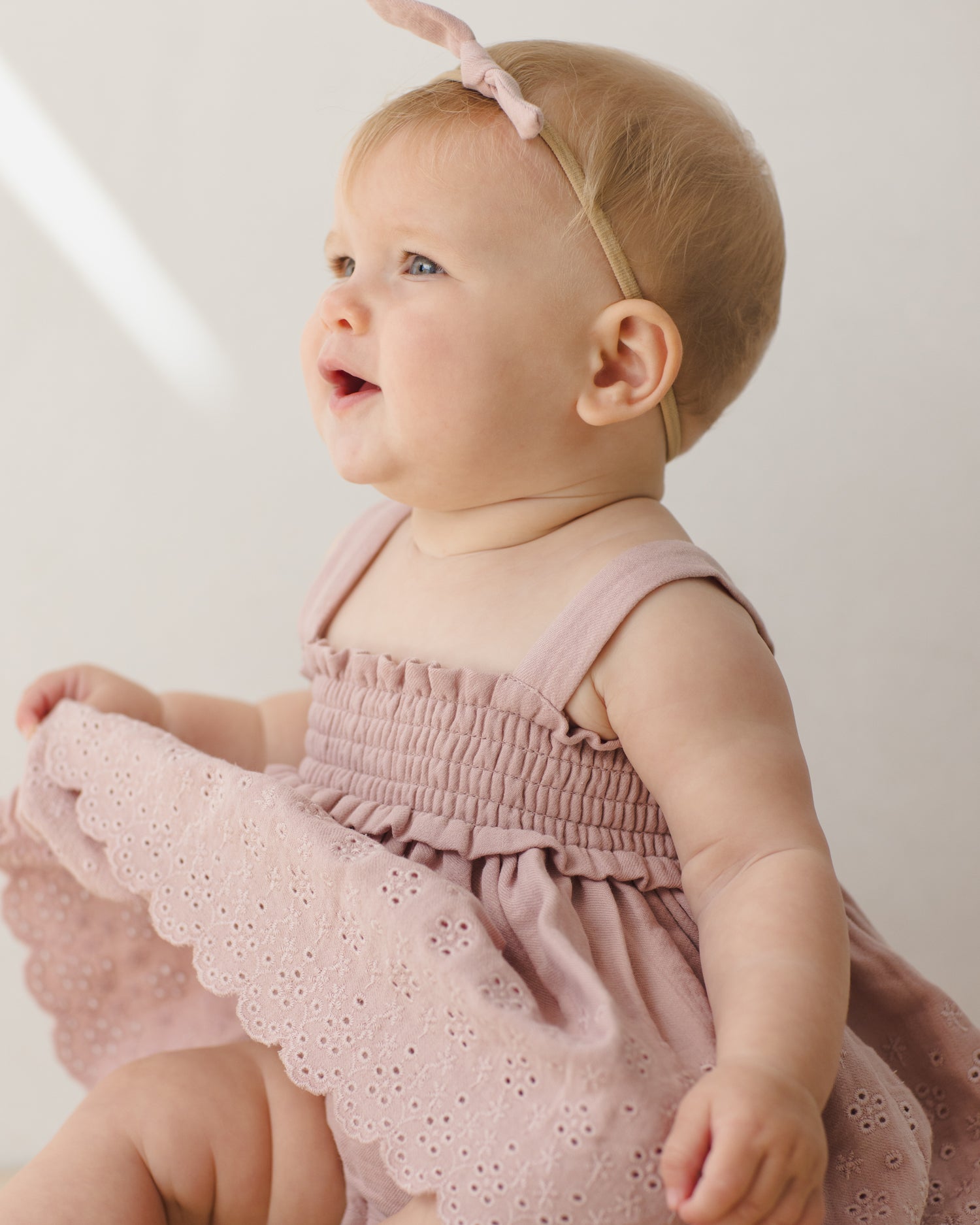 Quincy Mae Mae Smocked Top+Bloomer Set - Mauve