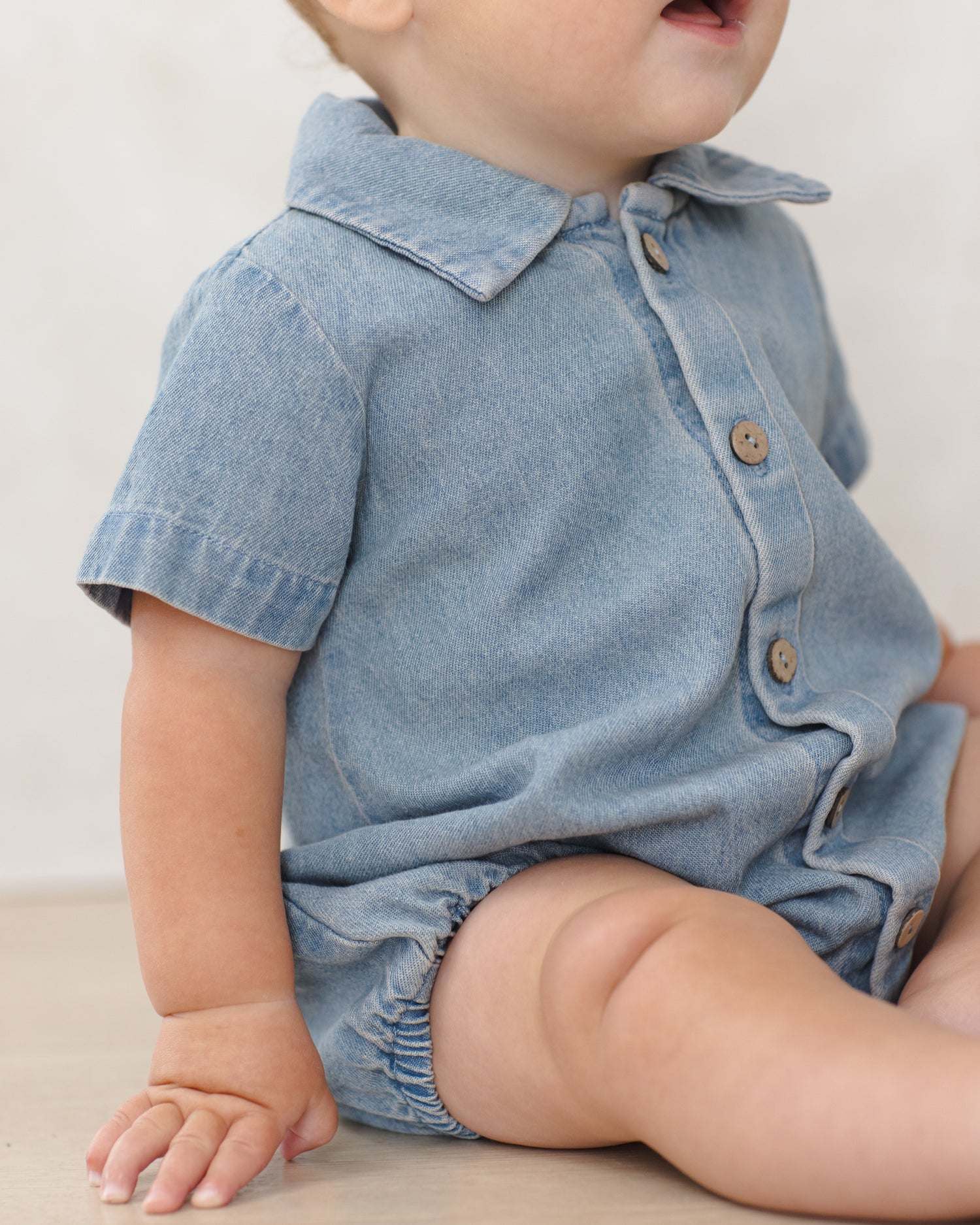 Quincy Mae Matteo Romper - Chambray