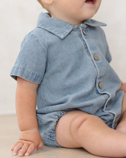 Quincy Mae Matteo Romper - Chambray