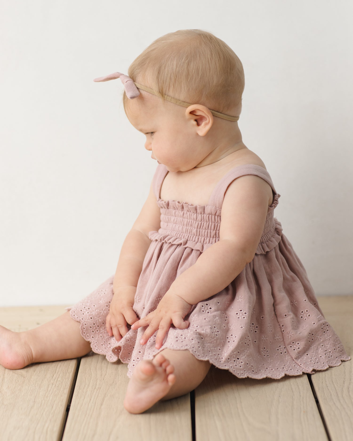 Quincy Mae Mae Smocked Top+Bloomer Set - Mauve