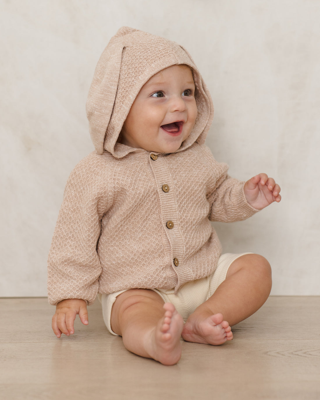 Quincy Mae Bunny Knit Sweater - Heathered Latte