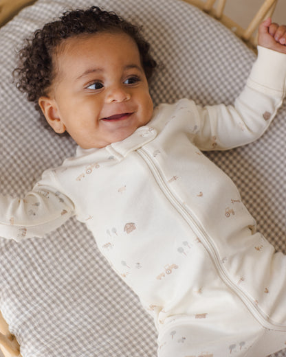 Quincy Mae Zip Long Sleeve Sleeper Footie - Farm
