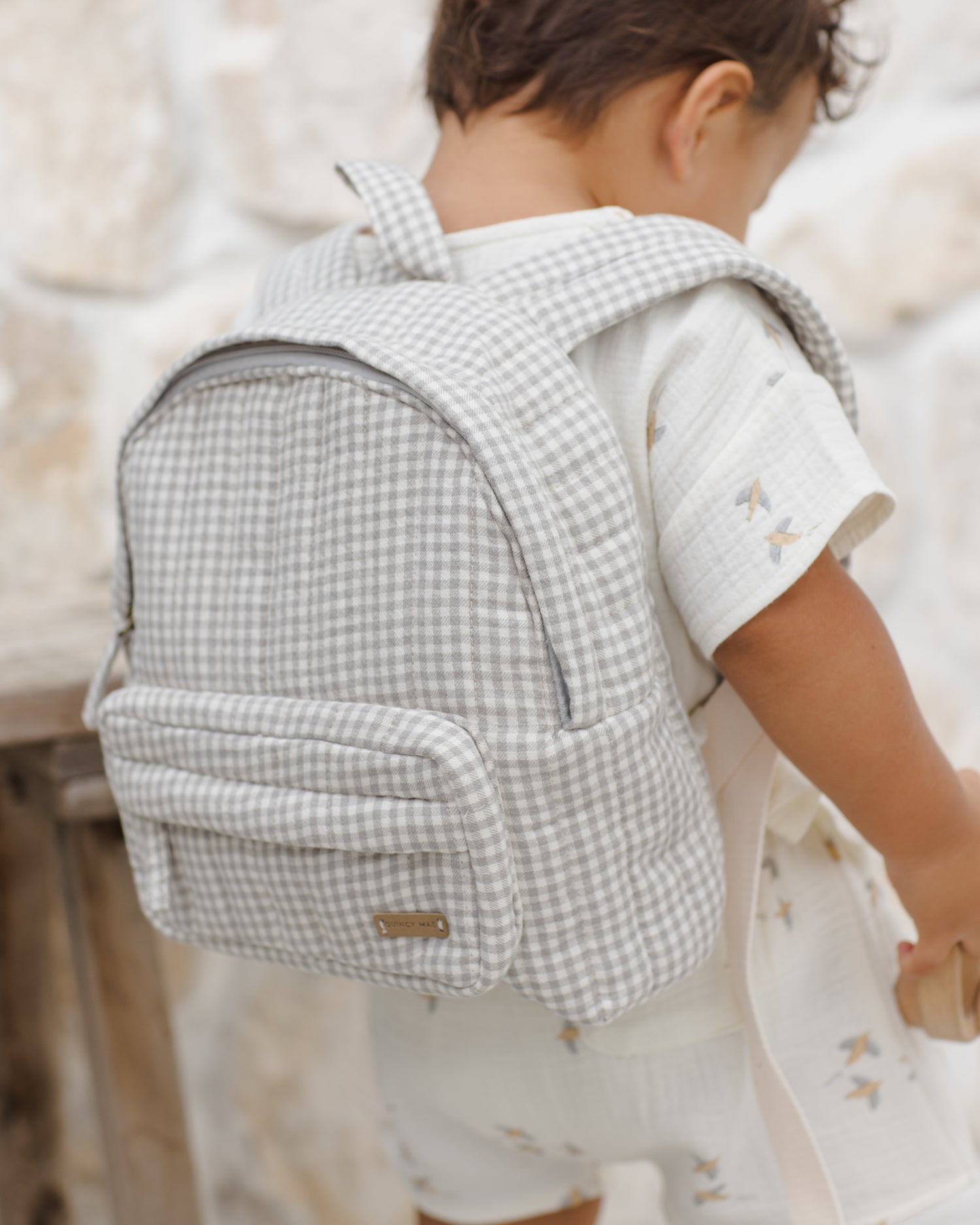 Quincy Mae Mini Backpack - Sage Gingham