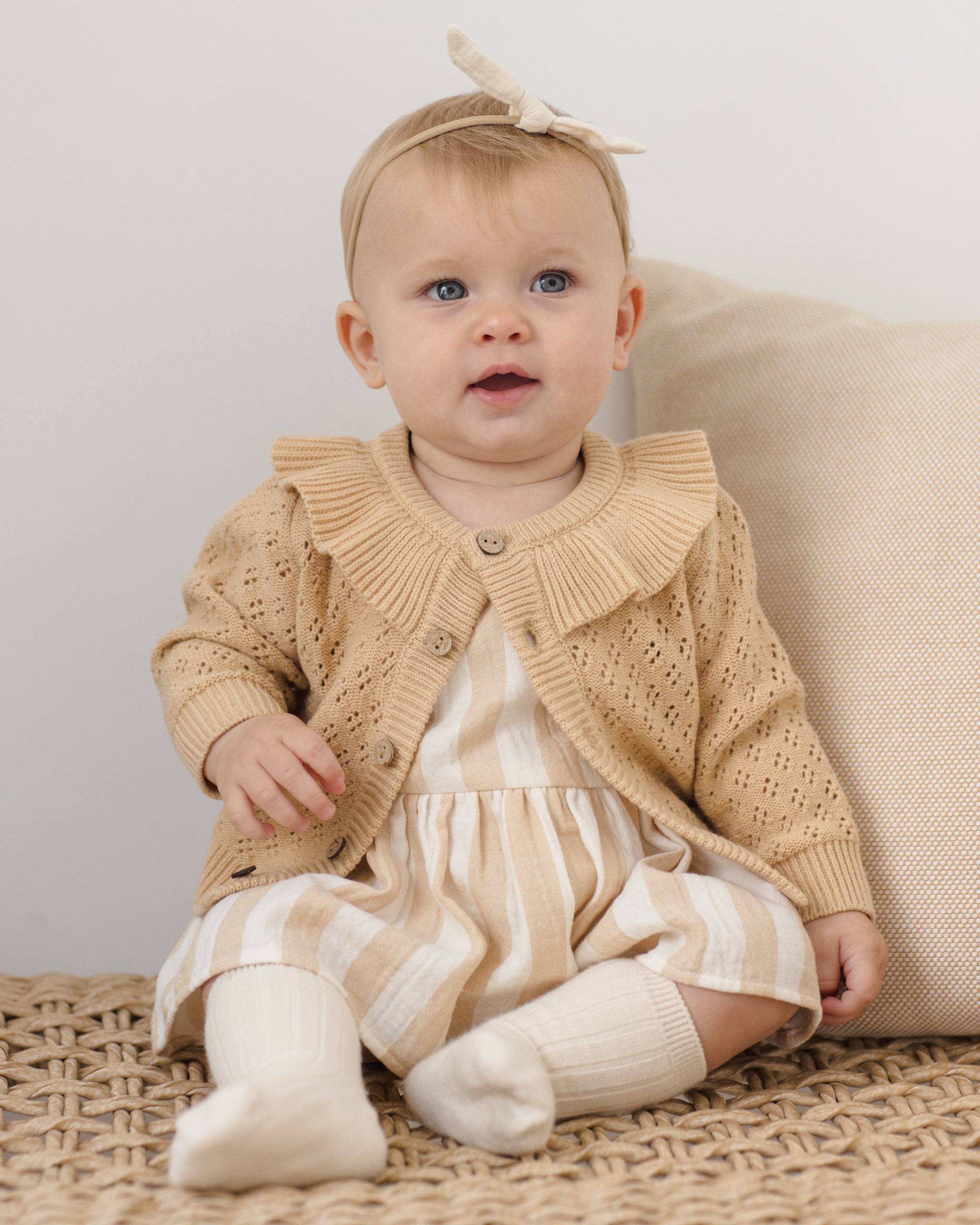 Quincy Mae Ruffle Collar Cardigan - Butterscotch